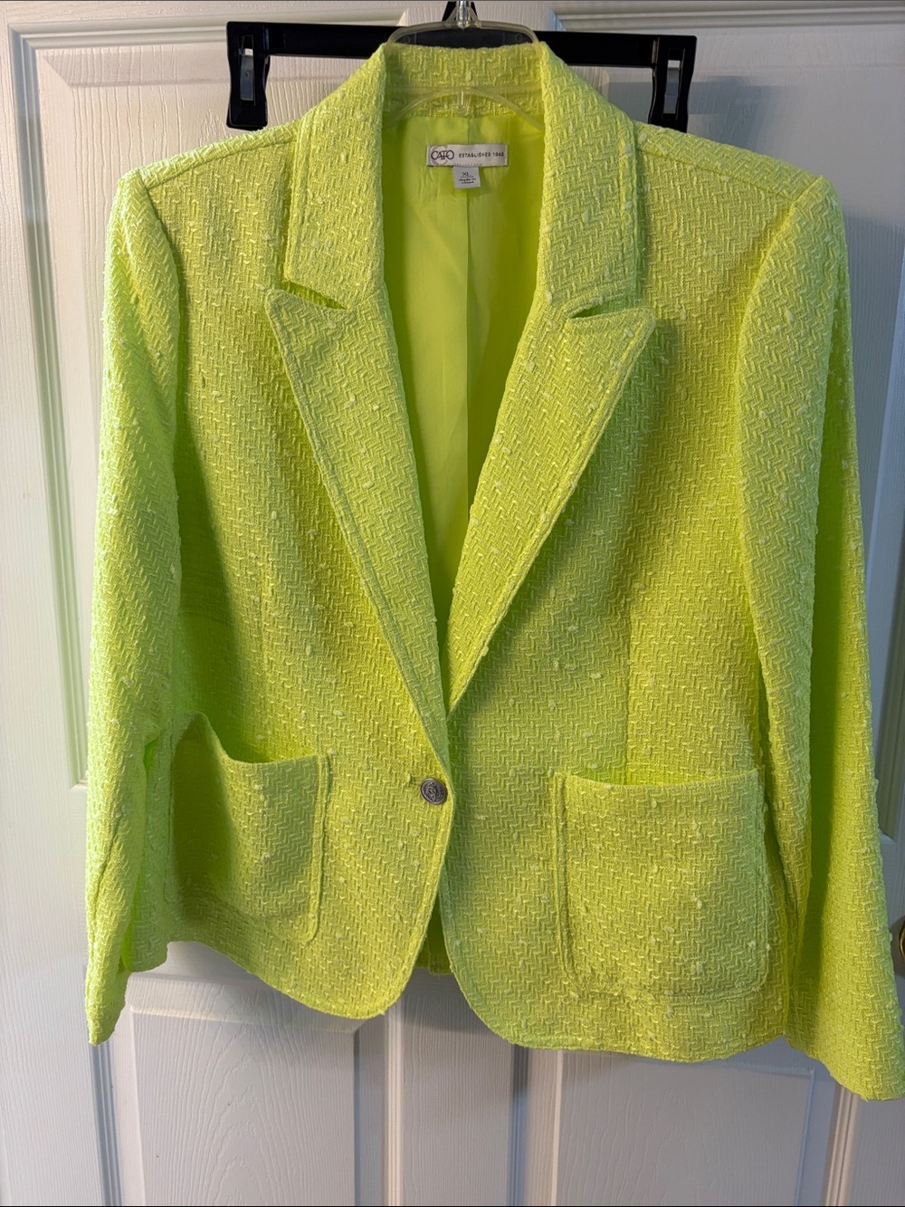 Cato Neon Yellow Textured Single-Button Blazer